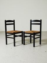 Pair of Black Dining Chairs in Wicker