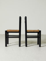 Pair of Black Dining Chairs in Wicker