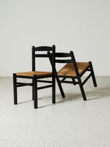 Pair of Black Dining Chairs in Wicker