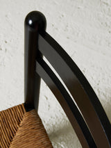 Pair of Black Dining Chairs in Wicker