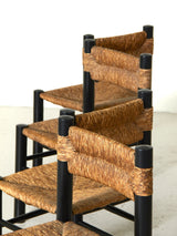 Popular Dining Chair in Dark Wood and Rush