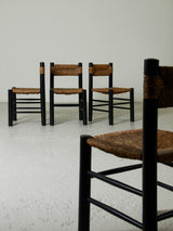 Popular Dining Chair in Dark Wood and Rush