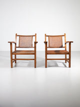 Parella de butaques de noguera i reixeta