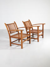 Parella de butaques de noguera i reixeta