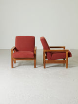 Parella de butaques de roure entapissats