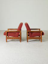 Parella de butaques de roure entapissats