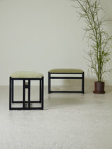 Pair of Lacquered Wood and Velvet Stools