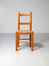 Juego de ocho sillas de haya y enea