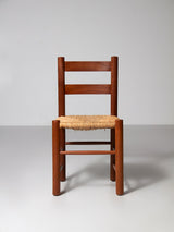 Set of Six Iroko and Rush Dining Chairs