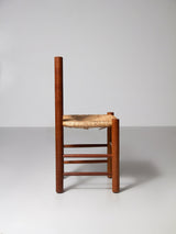 Set of Six Iroko and Rush Dining Chairs