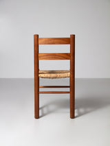 Set of Six Iroko and Rush Dining Chairs