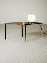 Parella de taules auxiliars de ferro i fusta