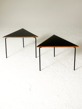 Parella de taules auxiliars de ferro i fusta