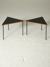 Parella de taules auxiliars de ferro i fusta