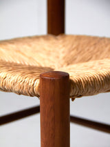 Set of Six Iroko and Rush Dining Chairs