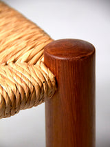 Set of Six Iroko and Rush Dining Chairs