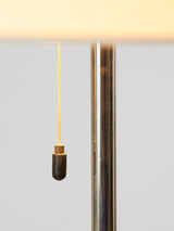 Floor Lamp in Black Iron, Chromed Steel and Fabric