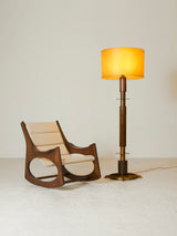 Brass, Walnut and Parchment Floor Lamp