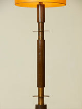Brass, Walnut and Parchment Floor Lamp