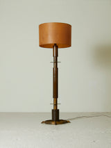 Brass, Walnut and Parchment Floor Lamp