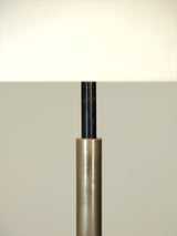 Llum de peu de ferro negre, acer cromat i tela