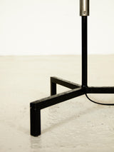 Llum de peu de ferro negre, acer cromat i tela