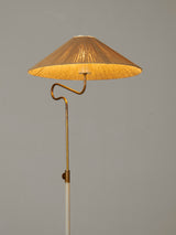 White Lacquered Iron and Brass Floor Lamp