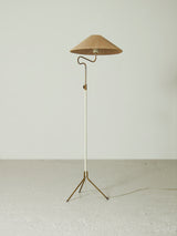 White Lacquered Iron and Brass Floor Lamp