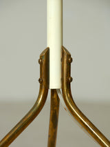 White Lacquered Iron and Brass Floor Lamp
