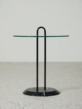 Glass, Iron and Marble Side Table