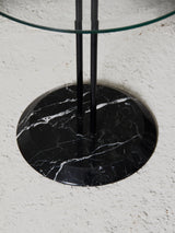 Glass, Iron and Marble Side Table