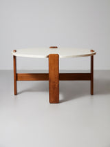 Mesa de centro redonda lacada en blanco