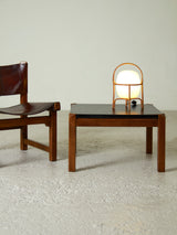 Wood and Black Formica Side Tables