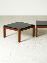 Wood and Black Formica Side Tables