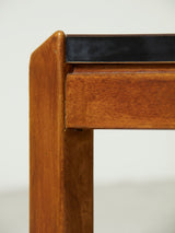 Wood and Black Formica Side Tables