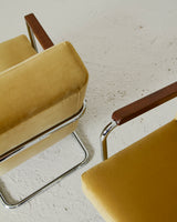 Pair of Upholstered Tubular Lounge Chairs