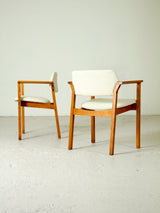 Pair of Upholstered Beech Armchairs
