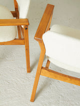 Pair of Upholstered Beech Armchairs