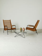 Parella de butaques de fusta i ferro