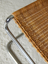 Cadira Cantilever de tub cromat i vímet