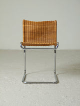 Cadira Cantilever de tub cromat i vímet