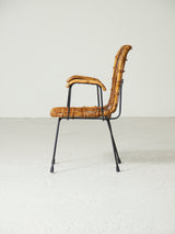 Juego de seis sillas de caña y hierro