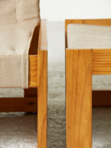 Pareja de sillones de pino y tela