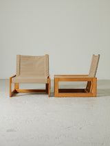 Pareja de sillones de pino y tela