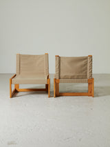 Pareja de sillones de pino y tela