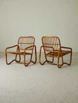 Pareja de sillones de caña