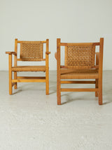 Parella de butaques de fusta i corda