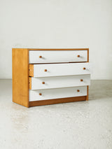 Calaixera de roure i fòrmica blanca