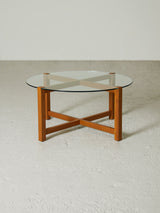 Round Oak and Glass Coffee Table