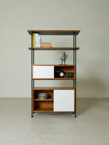 Iron, Wood, and Formica Shelf Unit